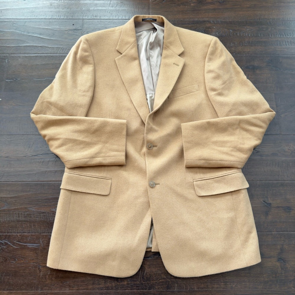 Palm Beach Men's Blazer Tan 2 Button Vintage Office Preppy Wool Classic 44L